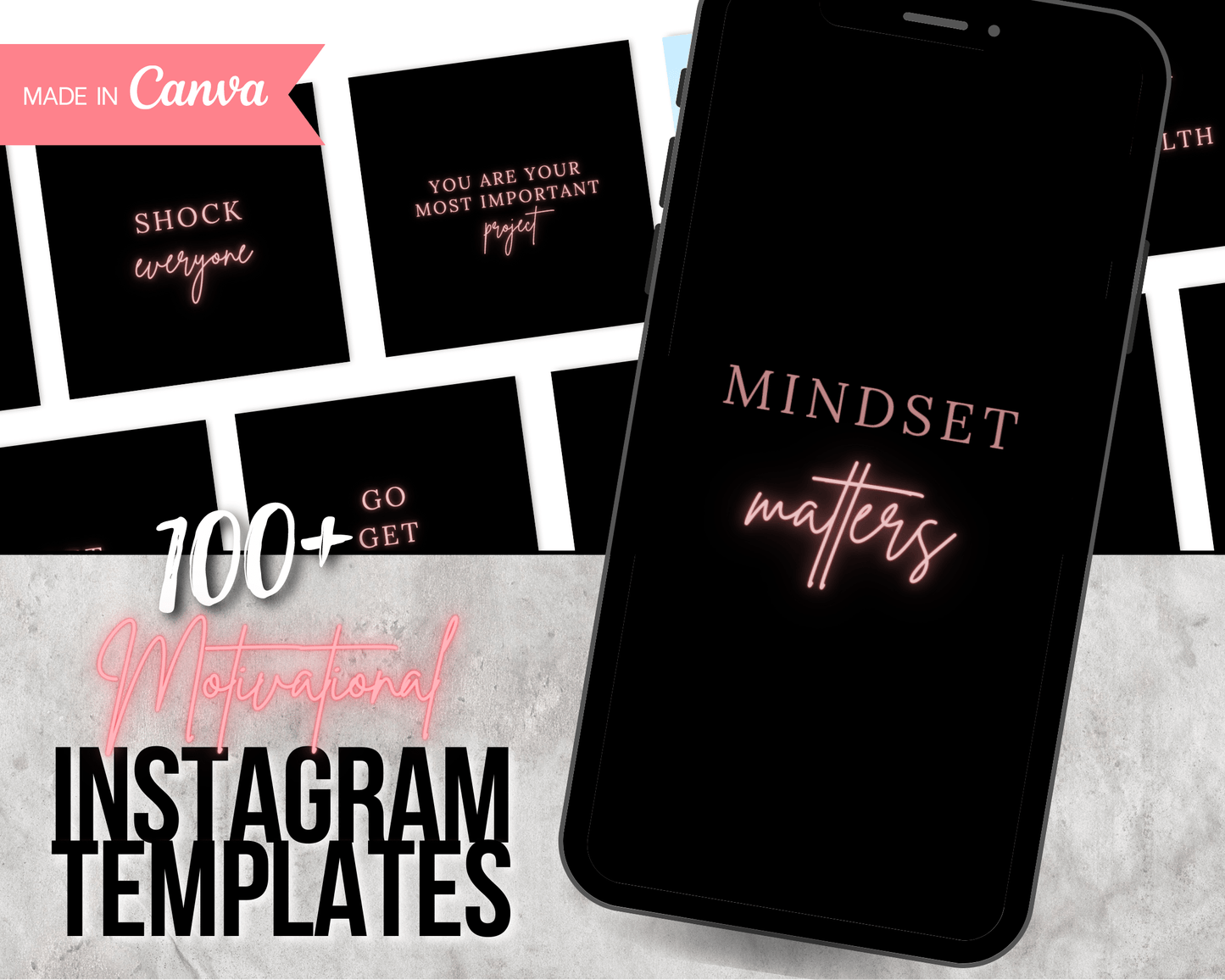 Black and Blushing Pink Motivational Quotes for Instagram