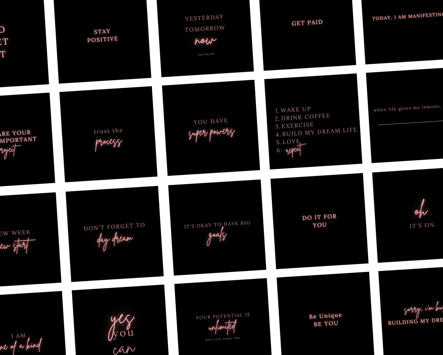 Black and Blushing Pink Motivational Quotes for Instagram