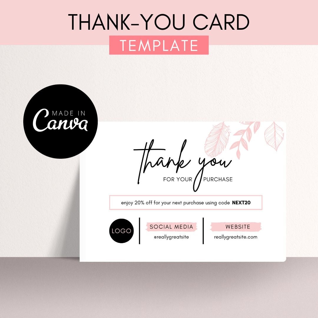 Minimalist Pink Business Thank you Card
