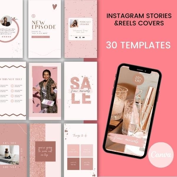 Pink & Rose Gold Instagram Reel Covers Templates - Brit Hutchings